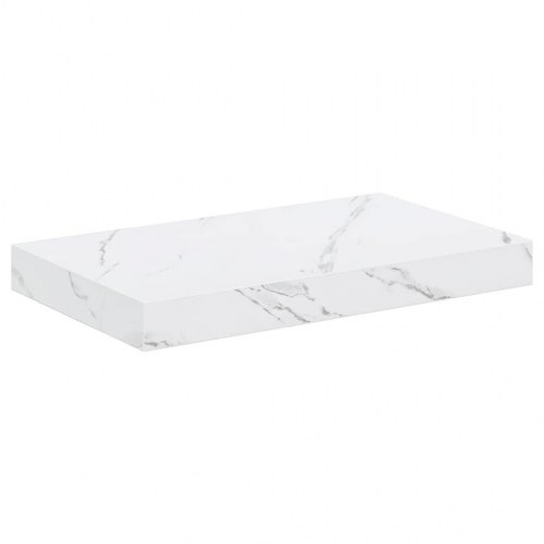 Væghylder 2-pak - hvid marmorlook, 40 × 23,5 × 4 cm, konstrueret træ