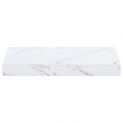 Væghylder 2-pak - hvid marmorlook, 40 × 23,5 × 4 cm, konstrueret træ