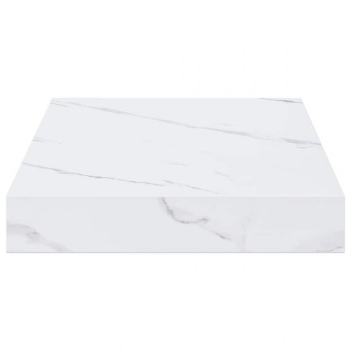 Væghylder 2-pak - hvid marmorlook, 40 × 23,5 × 4 cm, konstrueret træ
