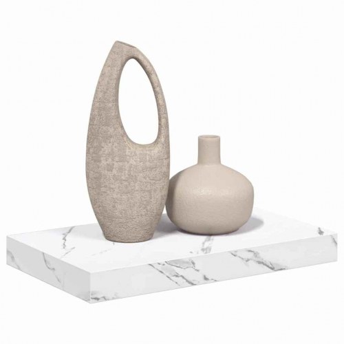 Væghylde vægmonteret hvid marmor 40 x 23,5 x 3,8 cm