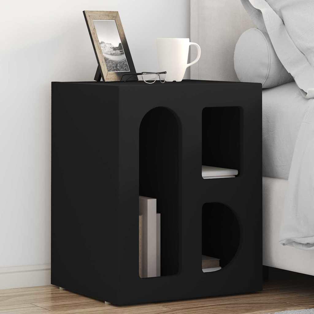 Sengebord 2 stk Sort 40 x 35 x 50 cm Konstrueret træ
