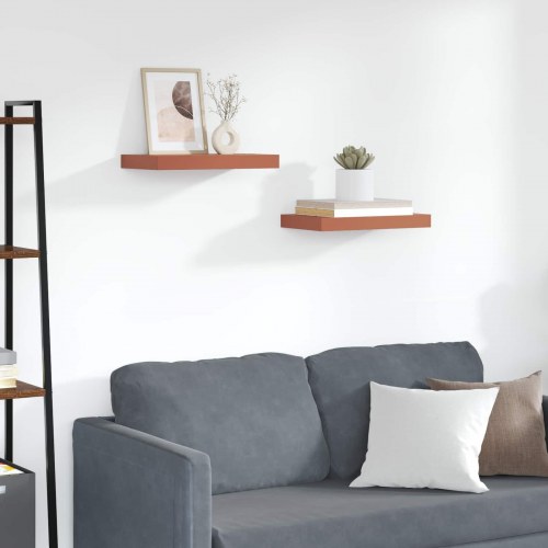Væghylder 2 stk - rød 40 × 23,5 × 4 cm i konstrueret træ