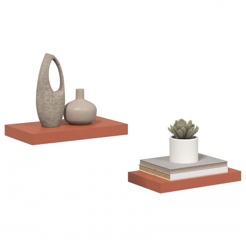 Væghylder 2 stk - rød 40 × 23,5 × 4 cm i konstrueret træ