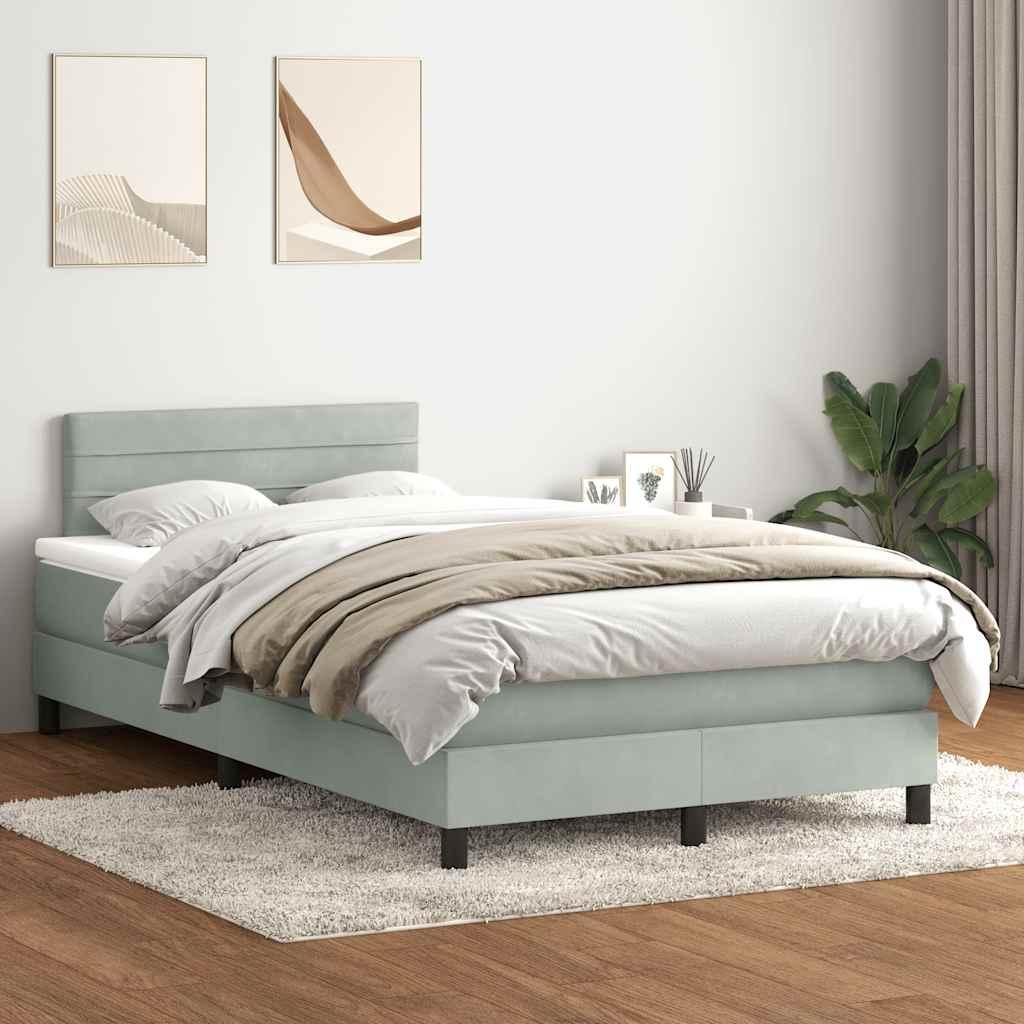 Kontinentalseng med madras 120x210 cm fløjl lysegrå