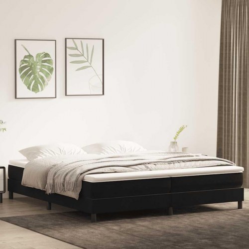 Kontinentalseng med madras 200x220 cm i fløjl - sort