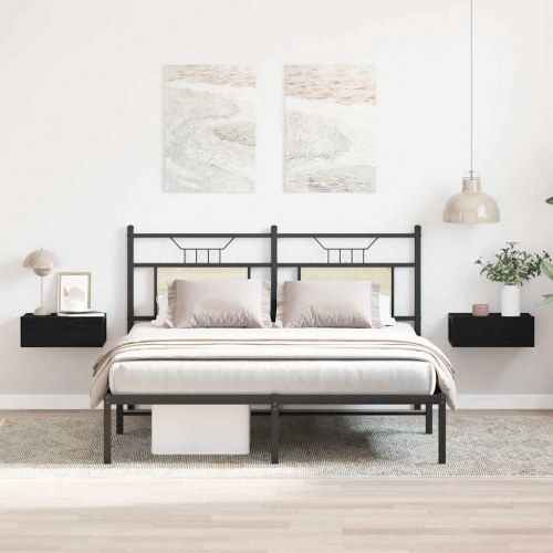 Svævende natborde 2 stk. - sort eg 40×32×15 cm i konstrueret træ