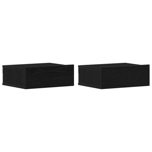 Svævende natborde 2 stk. - sort eg 40×32×15 cm i konstrueret træ