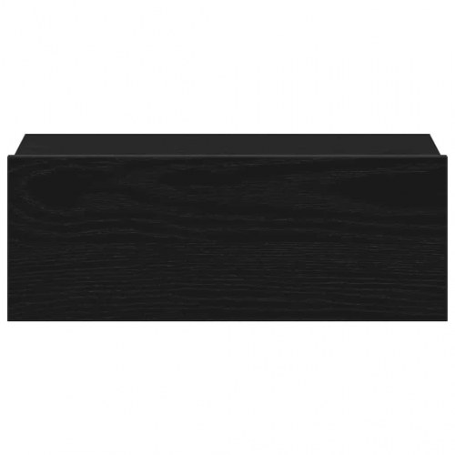 Svævende natbord sort egetræ 40x32x15 cm konstrueret træ