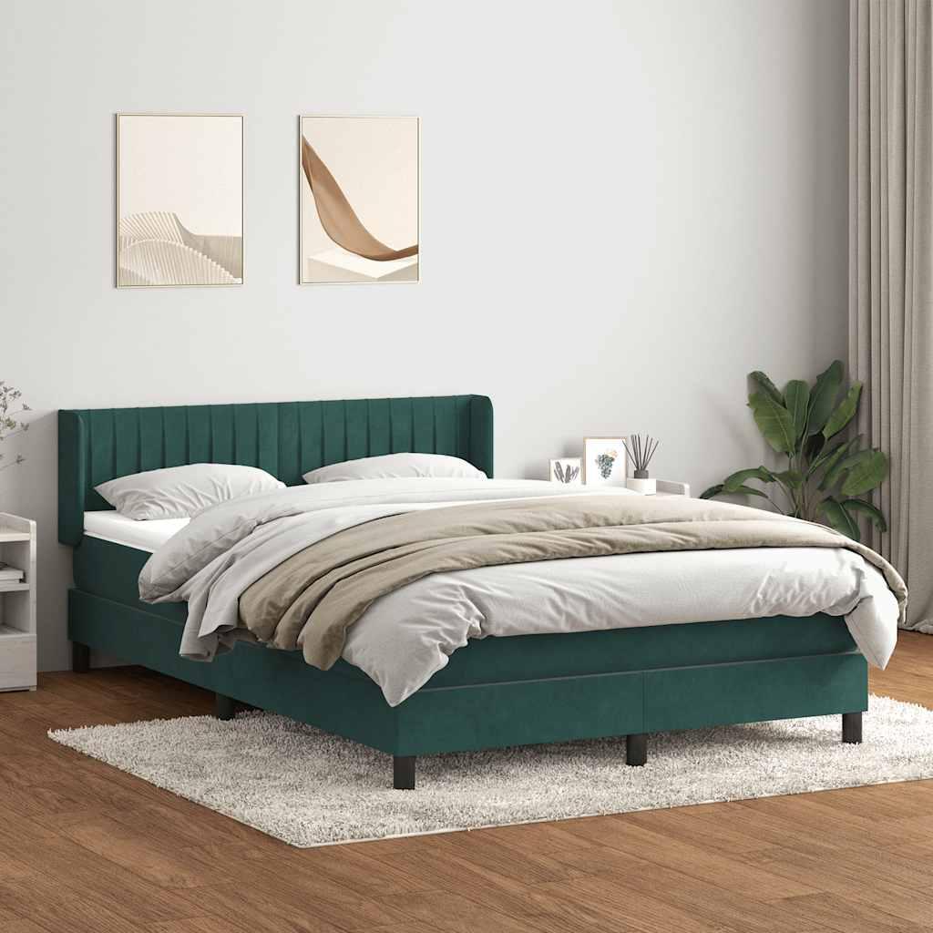 Kontinentalseng med madras 160x220 cm fløjl mørkegrøn