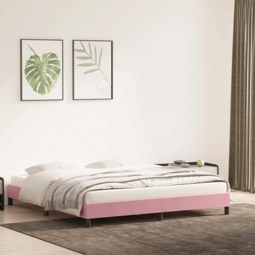Sengeramme i fløjl - 200 × 220 cm, lyserød
