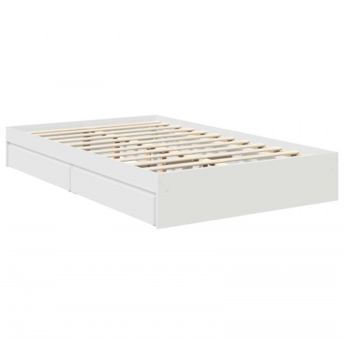 Opbevaringsseng med skuffe Hvid 100 x 200 cm Konstrueret træ