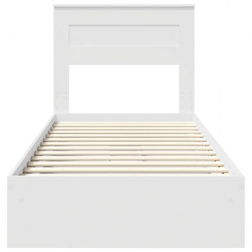Opbevaringsseng med skuffe Hvid 100 x 200 cm Konstrueret træ