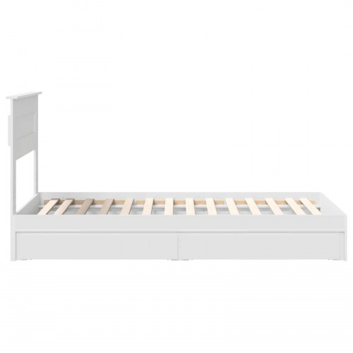 Opbevaringsseng med skuffe Hvid 100 x 200 cm Konstrueret træ