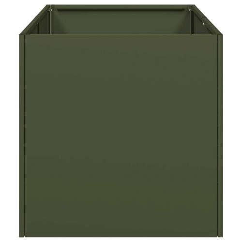 Plantekasse 40×80×40 cm i koldvalset stål - olivengrøn