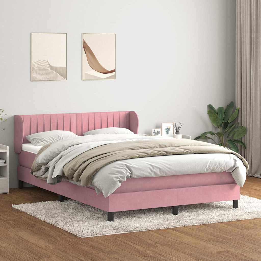 Kontinentalseng med madras 160x220 cm fløjl lyserød