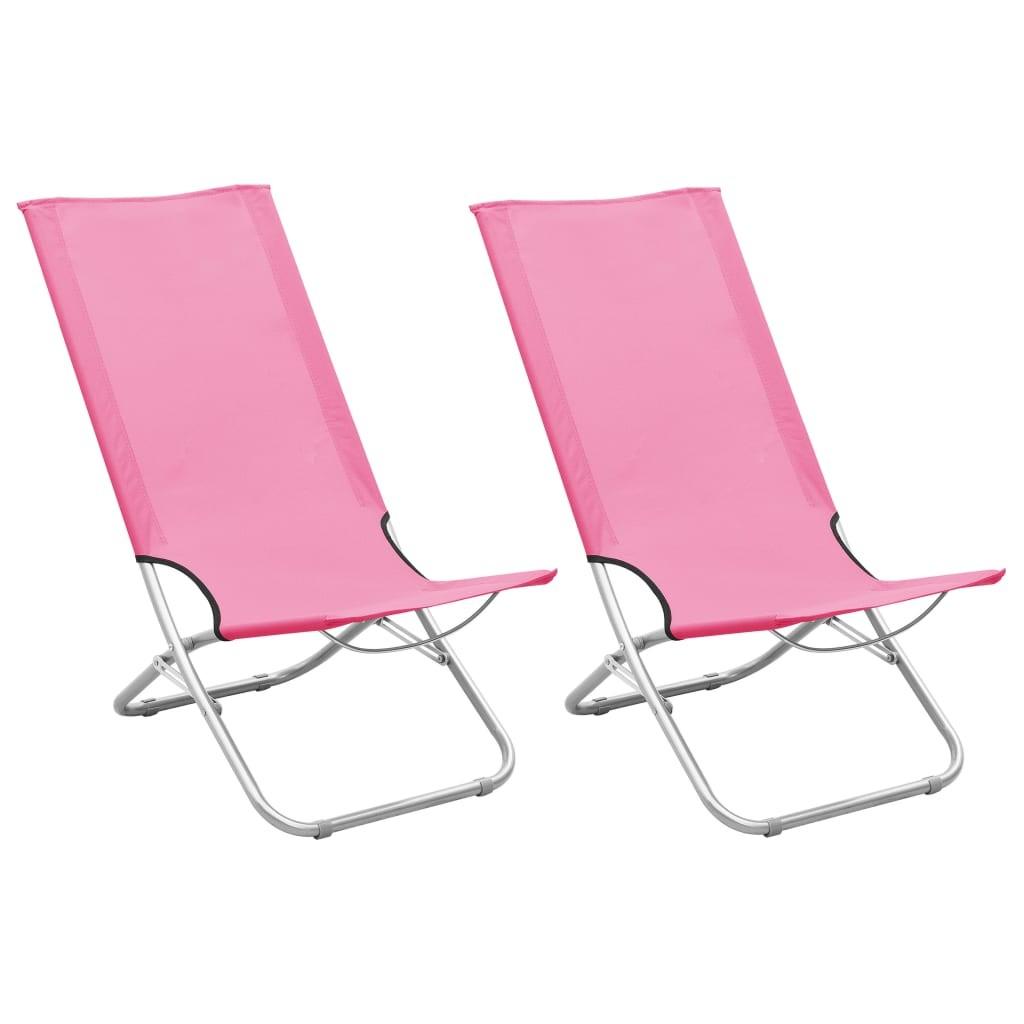 Billede af Foldbare strandstole 2 stk. stof pink