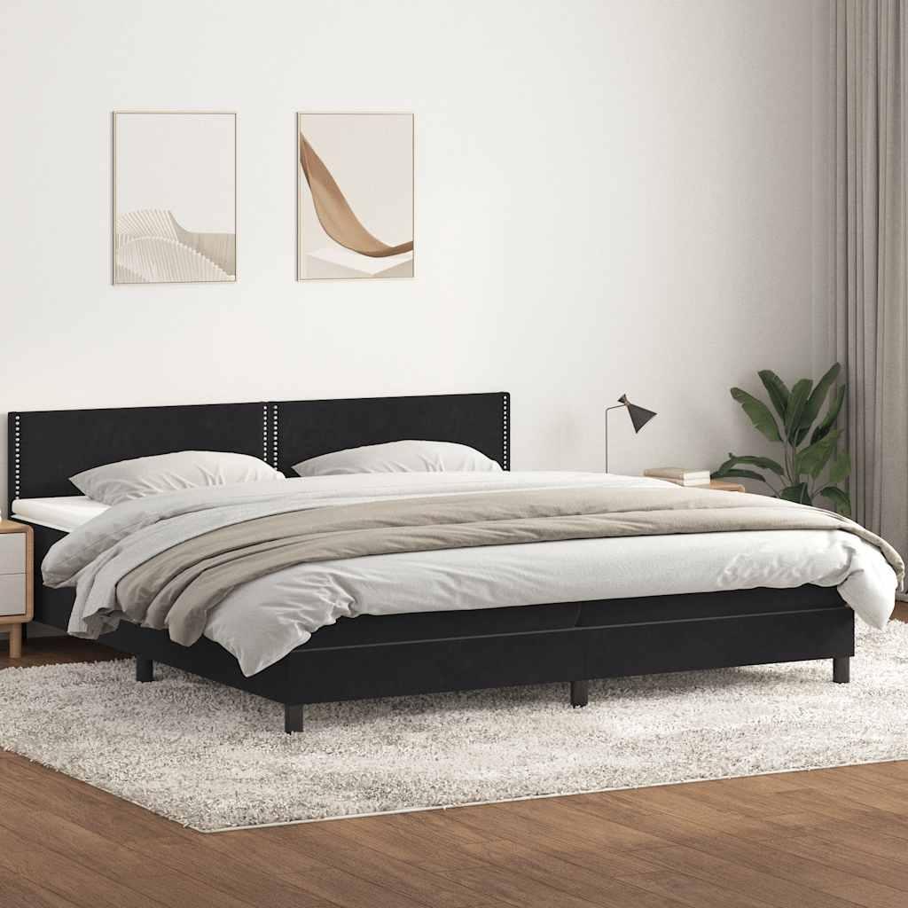 Kontinentalseng med madras 200x220 cm fløjl sort
