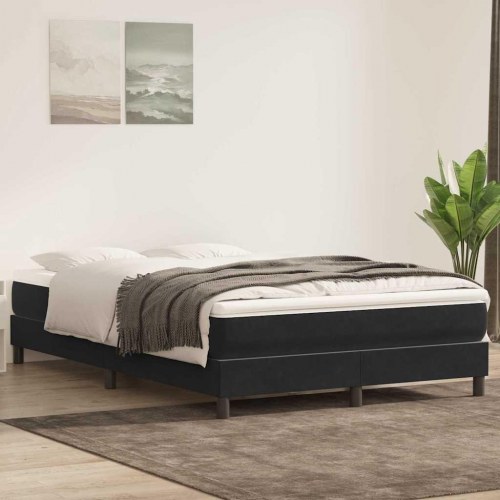 Kontinentalseng med madras 140x210 cm fløjl sort