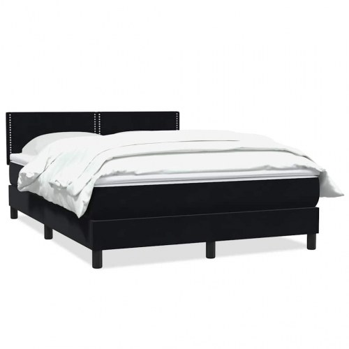 Boxspring seng med madras Sort 160x220 cm Fløjl