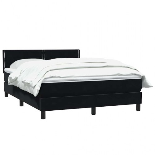 Boxspring seng med madras Sort 160x220 cm Fløjl