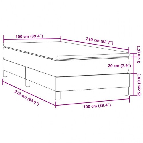 Kontinentalseng med madras 100x210 cm fløjl mørkegrå