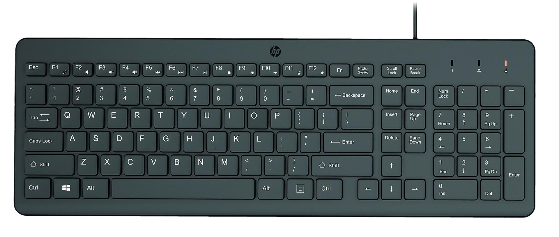 Tastatur med kabel HP 150 – fuld størrelse, USB-A billede