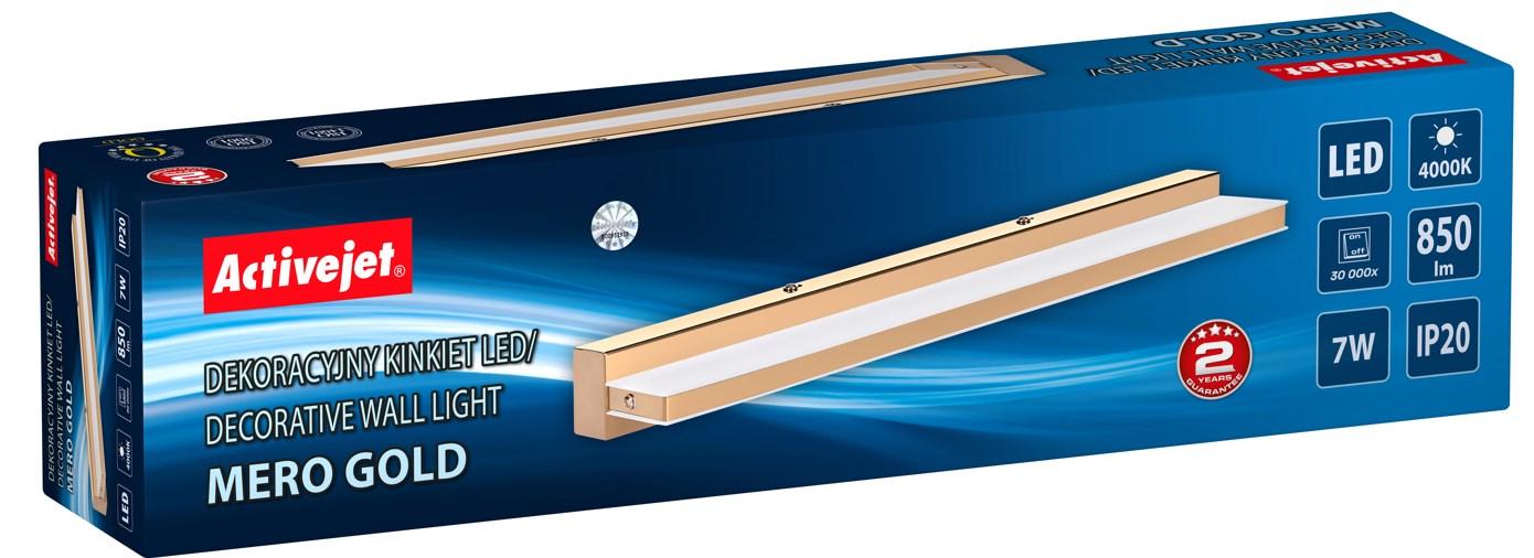 Væglampe LED - Activejet Mero Gold, IP20, 7 W, 850 lm, 4000 K