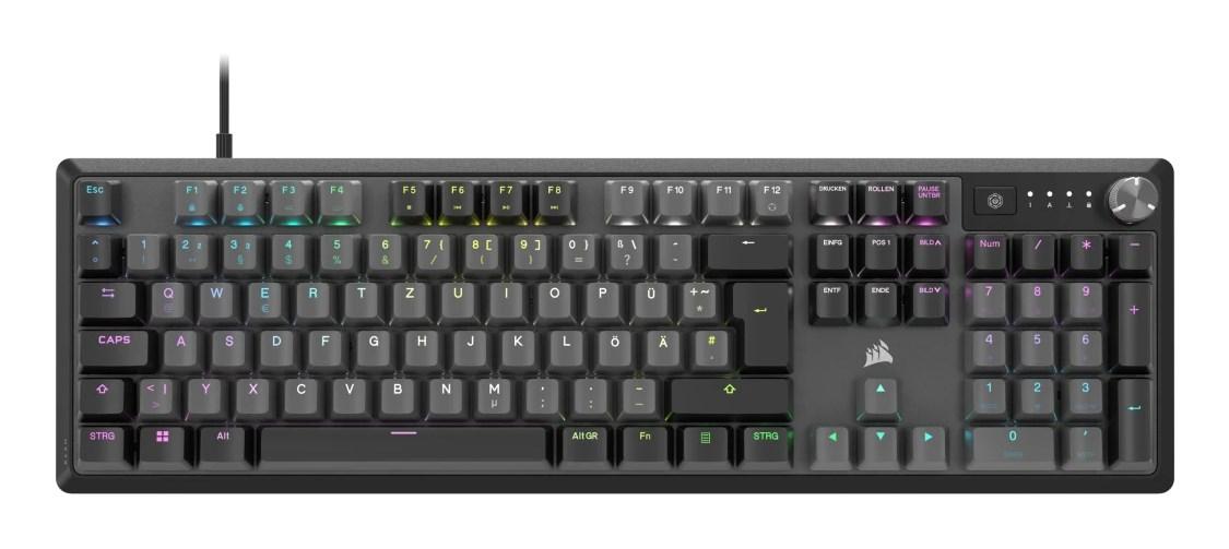 Gaming tastatur Corsair K70 Core RGB - USB, QWERTZ (tysk), grå billede