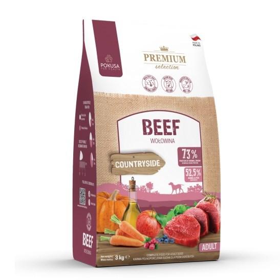 Hundefoder tørfoder – POKUSA Premium Selection Beef Adult 3 kg