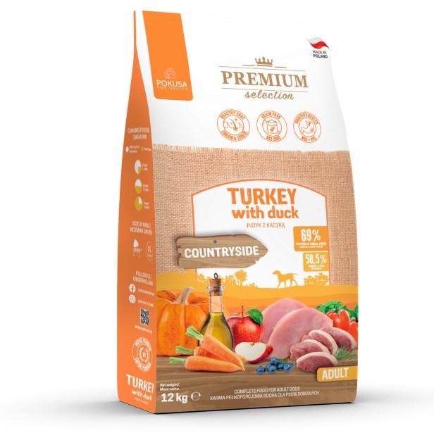 Hundefoder tørfoder POKUSA Premium Selection Adult – kalkun med and, 12 kg