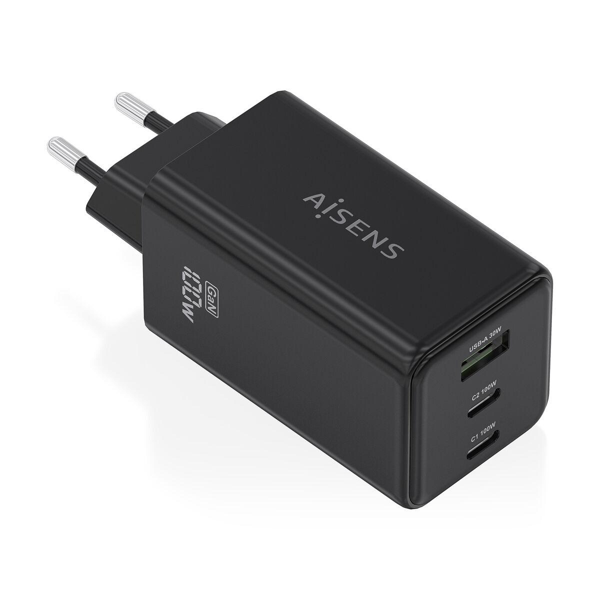 Hurtigoplader Aisens GaN vægoplader 100 W - Sort