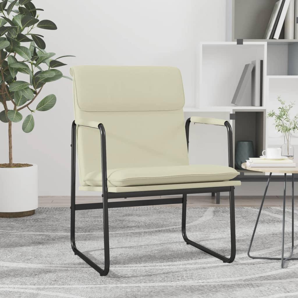 Loungestol i kunstlæder - 55 × 64 × 80 cm, cremefarvet