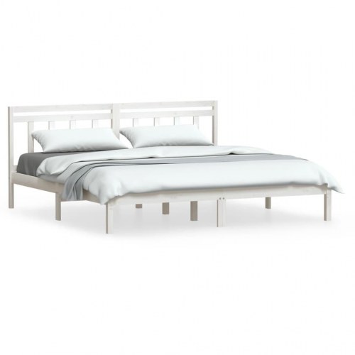 Sengeramme 180 x 200 cm i massivt fyrretræ - hvid