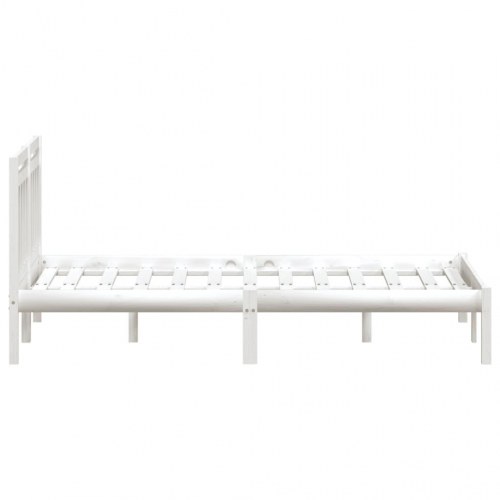 Sengeramme 140 x 200 cm med sengegærde i massivt fyrretræ - hvid