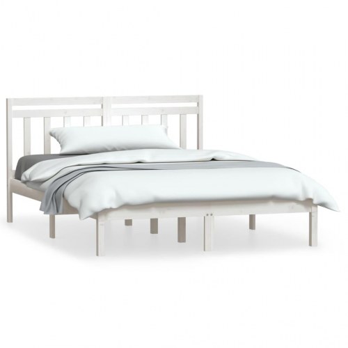 Sengeramme med sengegærde 135 x 190 cm - hvid