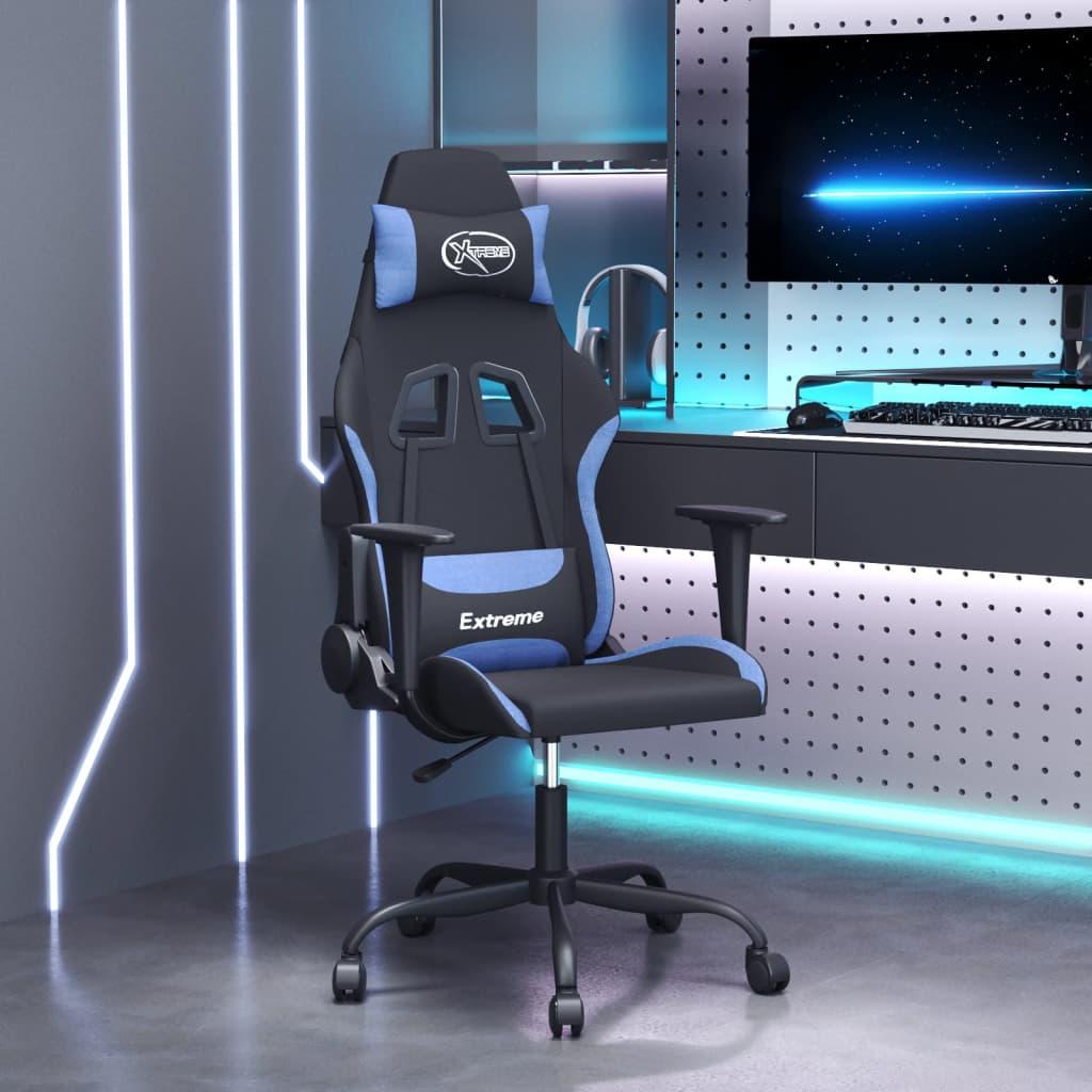 Gamingstol stof sort og blå