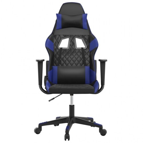 Gamingstol med massagefunktion i kunstlæder - sort/blå