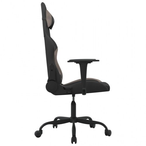 Gamingstol med massage - stof, sort/taupe, højde- og ryglænsjusterbar