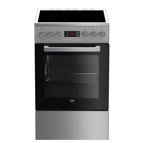 Komfur med keramisk kogeplade - Beko FSM57300GX, rustfrit stål, A