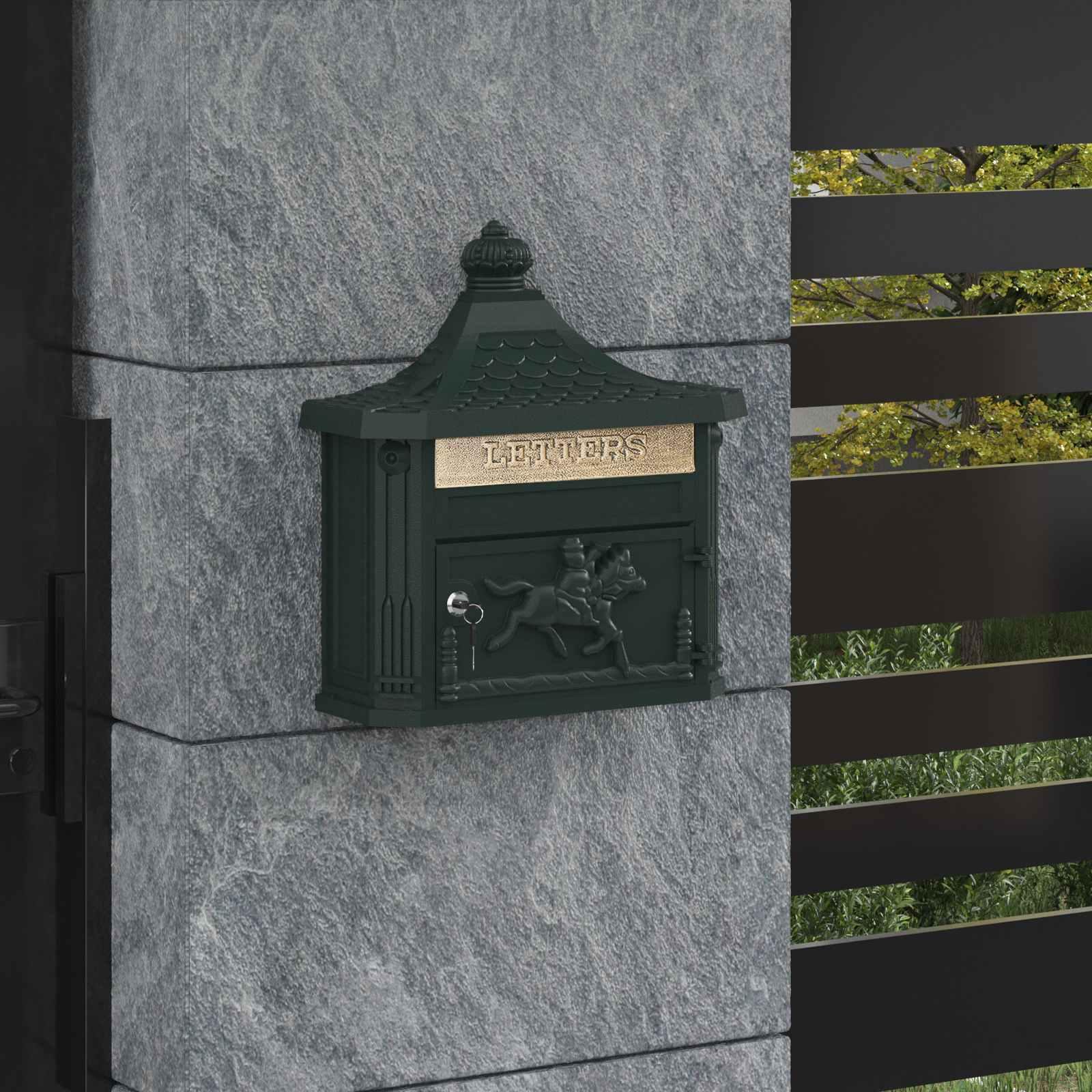 vidaXL Væghængt Postkasse Grøn 40,5 x 16 x 45 cm Gustt aluminium