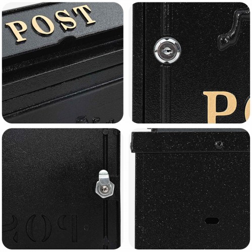 Væghængt Postkasse med dør Sort 29 x 13 x 41 cm Gustt aluminium