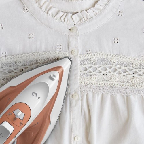 Strygejern med damp – Tefal Virtuo 30, keramisk sål, 2.000 W, fersken/hvid