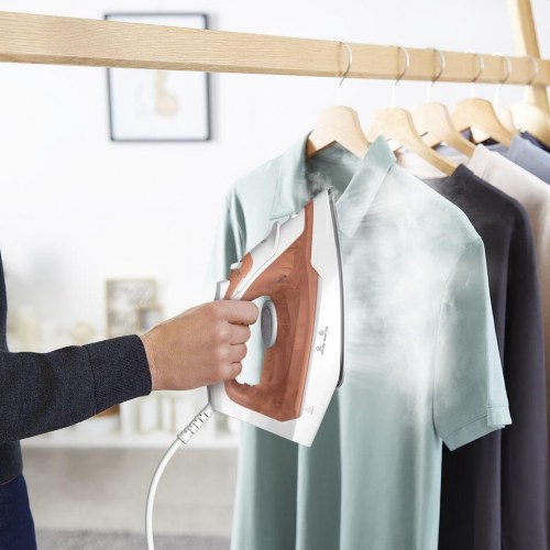 Strygejern med damp – Tefal Virtuo 30, keramisk sål, 2.000 W, fersken/hvid