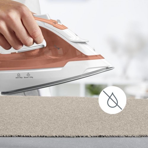 Strygejern med damp – Tefal Virtuo 30, keramisk sål, 2.000 W, fersken/hvid