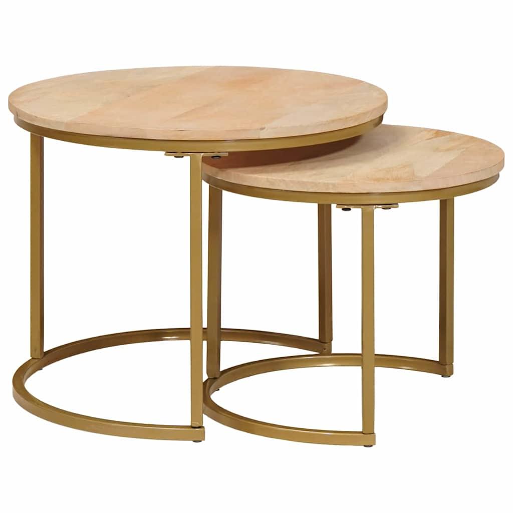 Nesting Kaffeborde 2 stk Hvid Massivt mangotræ og stål
