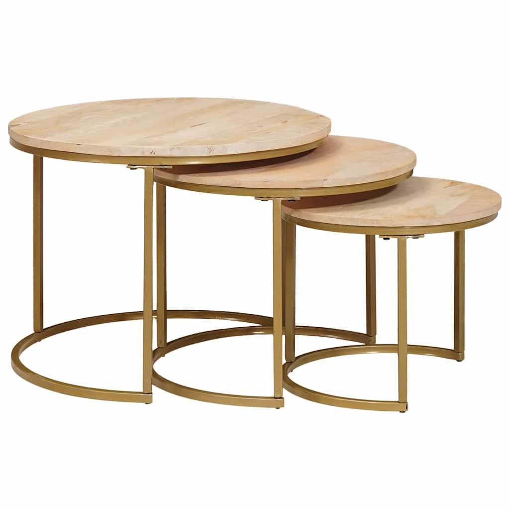 Nesting Kaffeborde 3 stk Hvid Massivt mangotræ og stål
