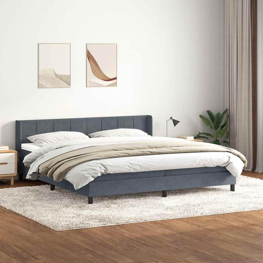 Kontinentalseng med madras 180 × 210 cm - fløjl, mørkegrå