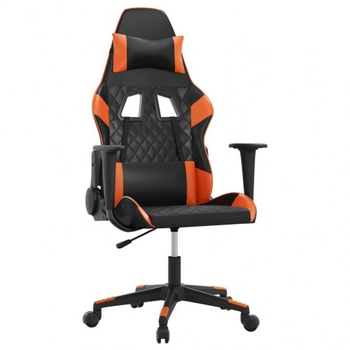 Gamingstol med massagefunktion i kunstlæder - sort/orange