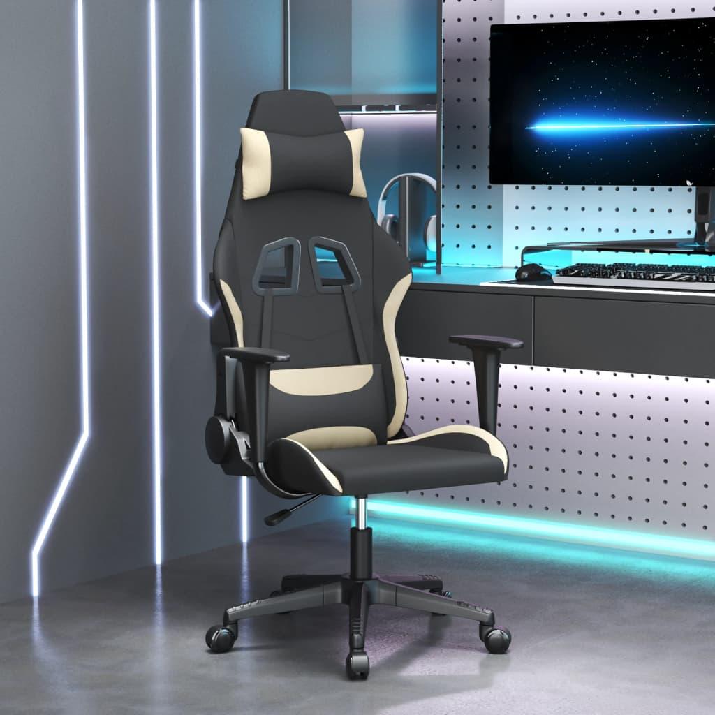Gamingstol stof sort og cremefarvet