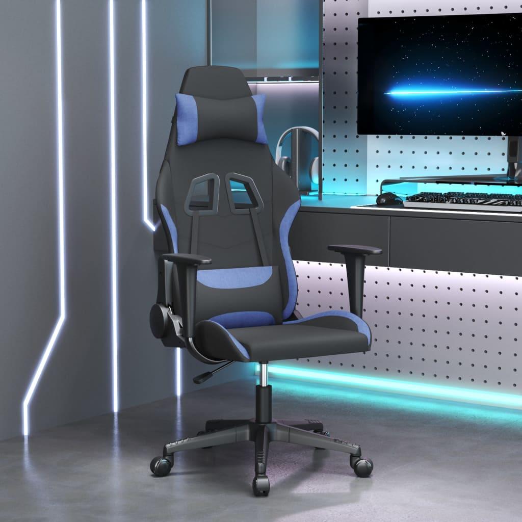 vidaXL gamingstol med massagefunktion stof sort og blå